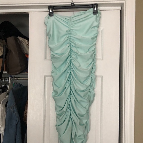 Mint Ruched Strapless Bodycon Dress - Picture 5 of 5